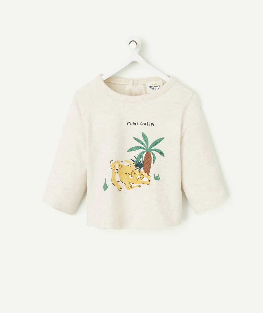 T-SHIRT ÉVOLUTIF À MANCHES LONGUES BÉBÉ GARÇON EN COTON ÉCRU