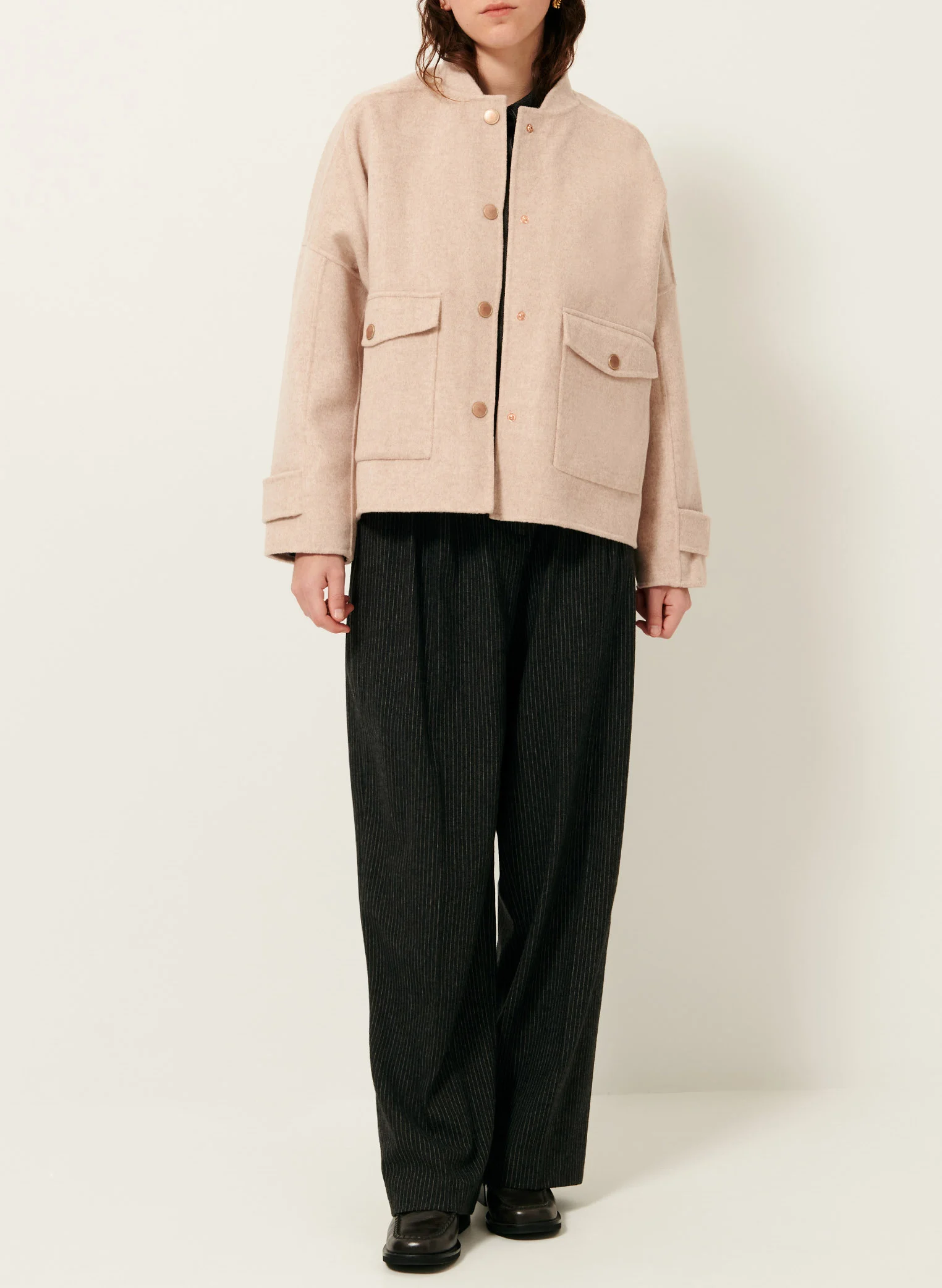 YALEPARK - Veste esprit teddy en laine mélangée | Beige