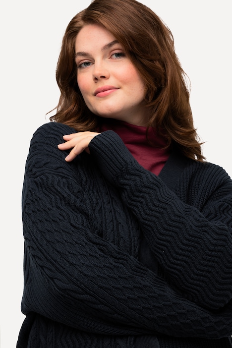 Strickjacke, Strickmuster, V-Ausschnitt, Biobaumwolle
