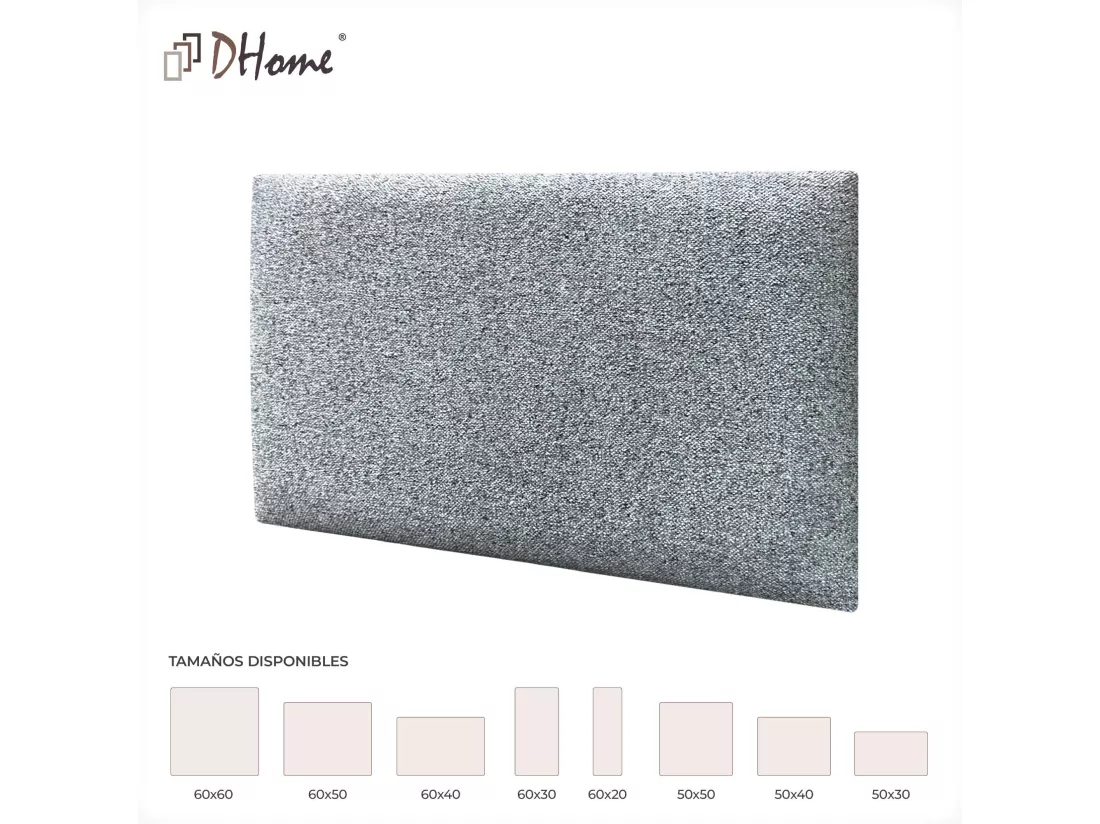 DHOME Lot de 8 Panneaux Rembourrés en Tissu Aqualine Autocollants pour Mur Acoustiques Absorbants Protection contre les choc (Gris perle, 50x30cm, x8)