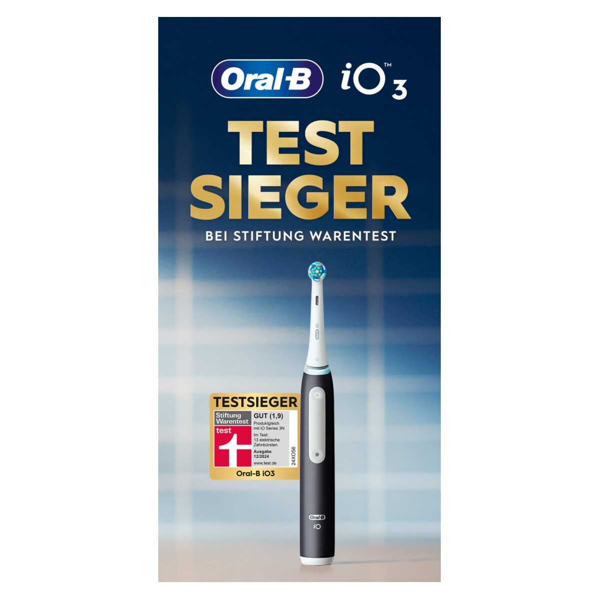 Oral-B iO Series 3 Elektrische Zahnbürste/Electric Toothbrush, Doppelpack, 2 Aufsteckbürsten, 3 Putzmodi für Zahnpflege, Magnet-Technologie, Reiseetui, TESTSIEGER Stiftung Warentest (12/2024), Matt Black/Blush Pink