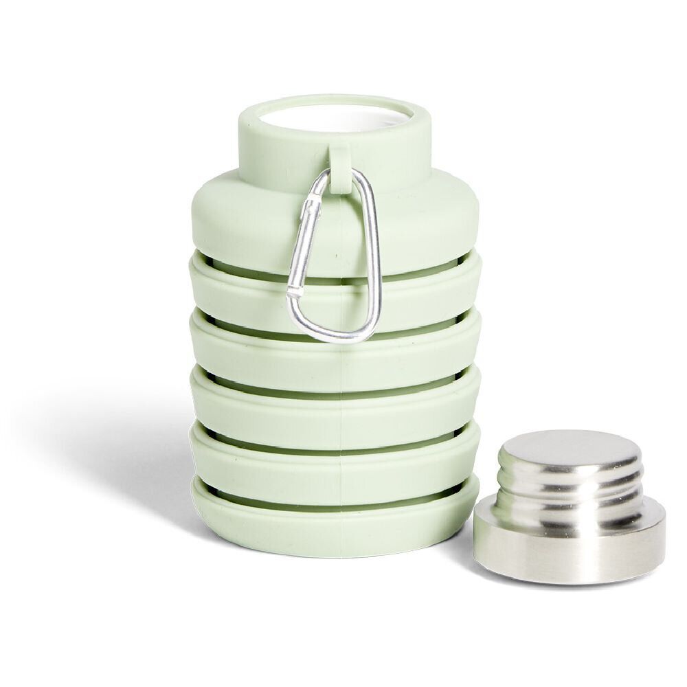 Bouteille rétractable 480ml inox et silicone vert pastel Ø7xH19cm
