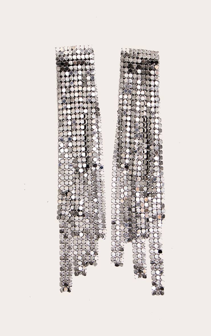 Argenté Boucles D'oreilles Pendantes En Cotte De Mailles Dorée