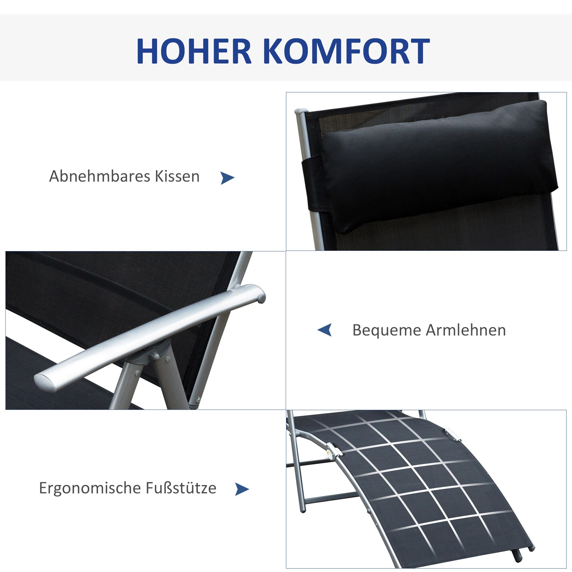 Outsunny Gartenliege mit Kissen