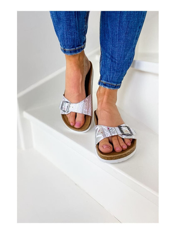 Mules Rosa Inca blanches - Les Petites Bombes
