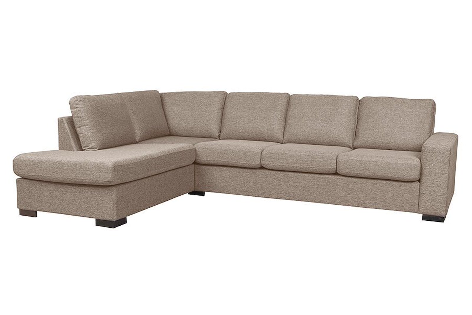 Max hjørnesofa 3-seter med åpen ende venstre i tekstil Neve 16 beige/greige med sorte ben