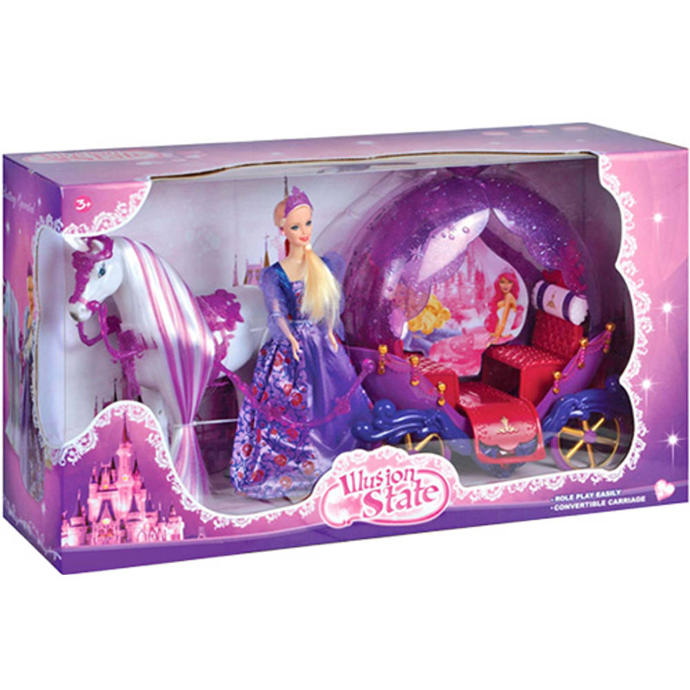 Tienerpop met paard en wagen
