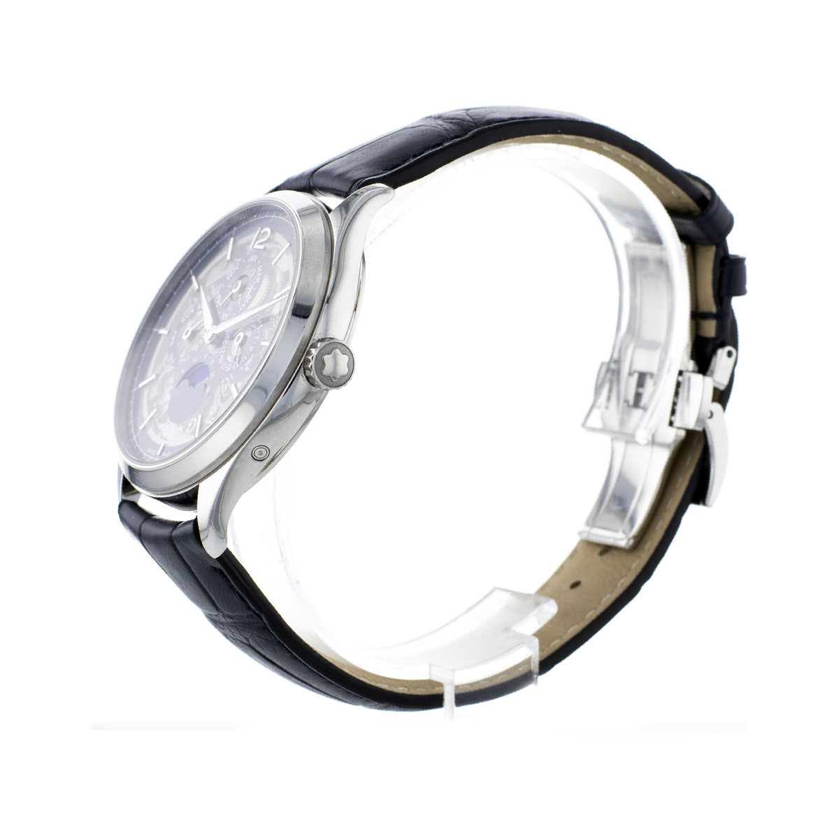 Montre d'occasion Montblanc Héritage QP homme automatique acier bracelet cuir noir