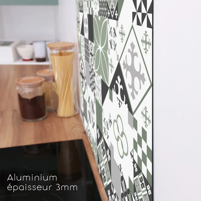 Crédence cuisine Fond de hotte ALU : L 90cm x H 70cm - CIMENT STYLE OL
