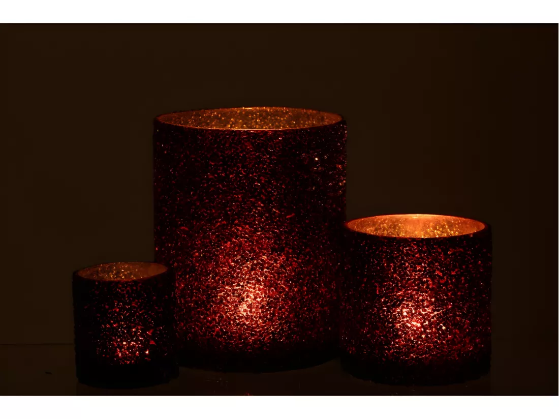 Photophore en verre Bordeaux 16x16x21 cm