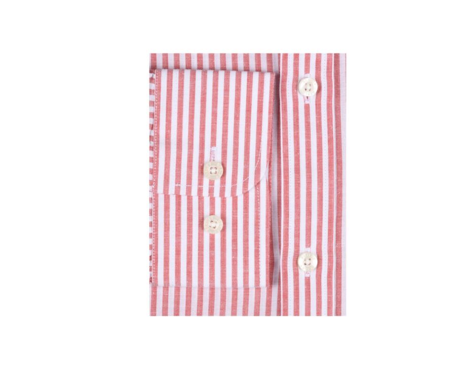 Chemise coton et lin rayures corail et blanches - EDIBERT
