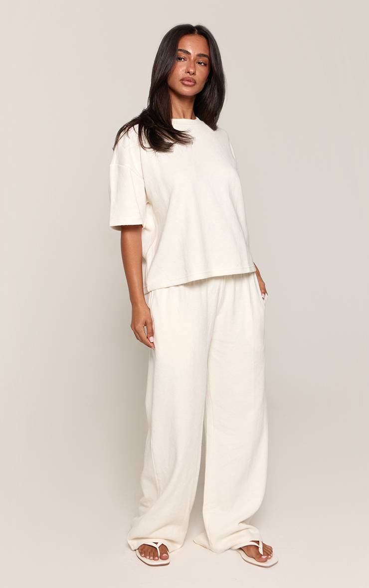 Crème Jogging Large Petite En Coton Doux Ensemble Coordonné