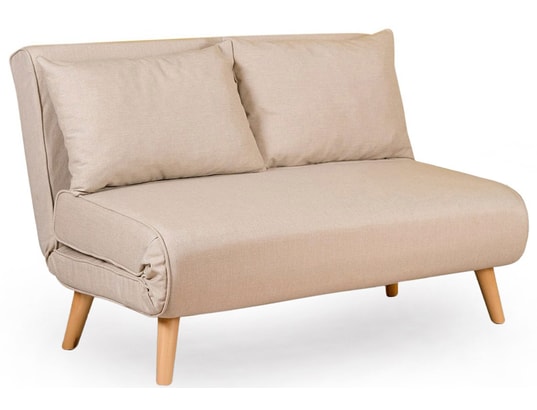 CONCEPT1 - Canapé lit Daddy 2 places pliable crème 120 x 80 x h79
