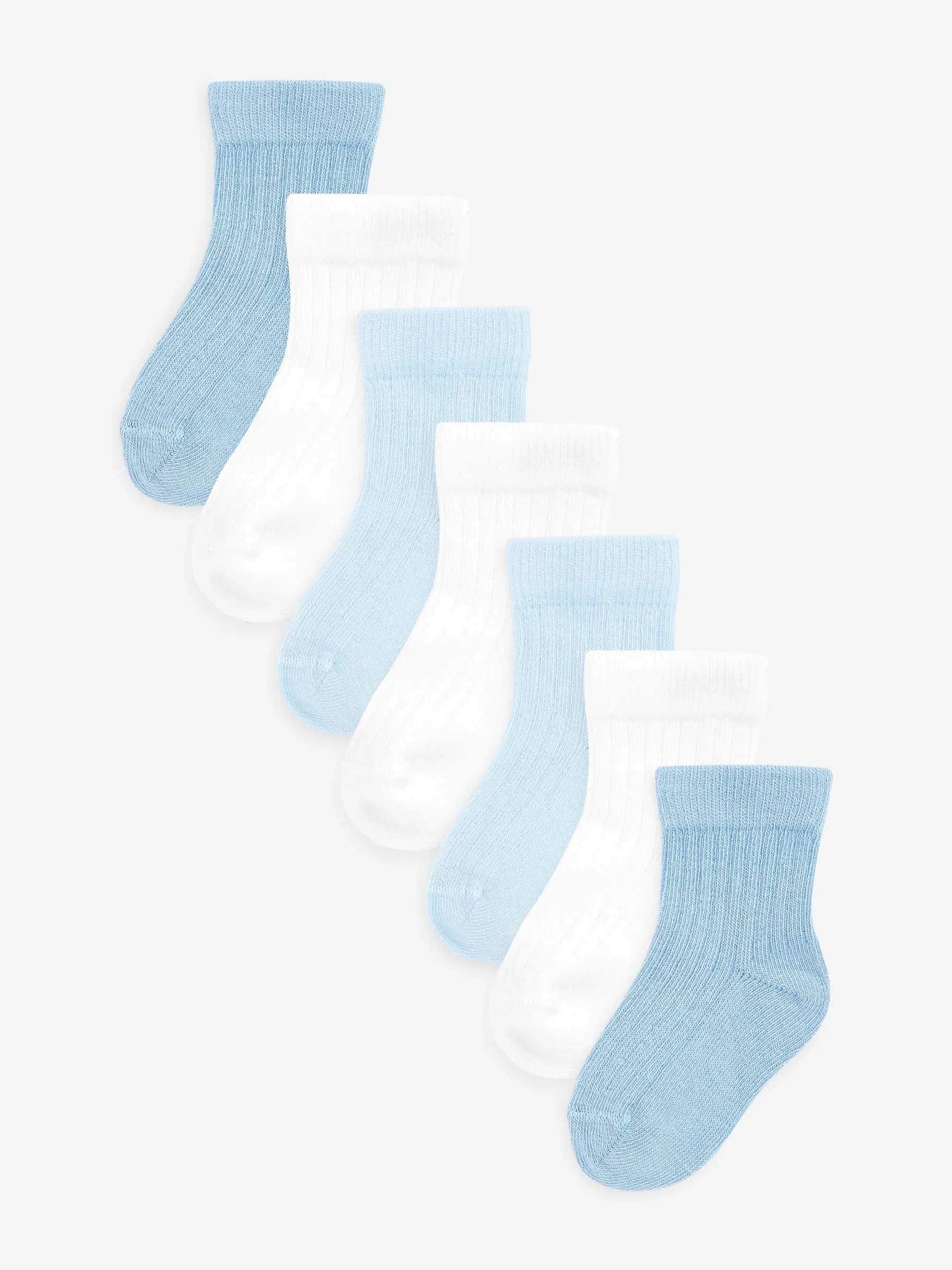 Wit/blauw - Verpakking van 7 paar babysokken (0 mnd-2 jr)