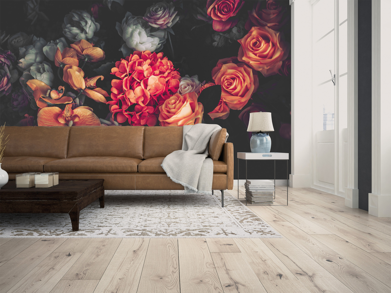 Fototapete DESIGNWALLS - rot-orange - Blumen - 2,55 Meter