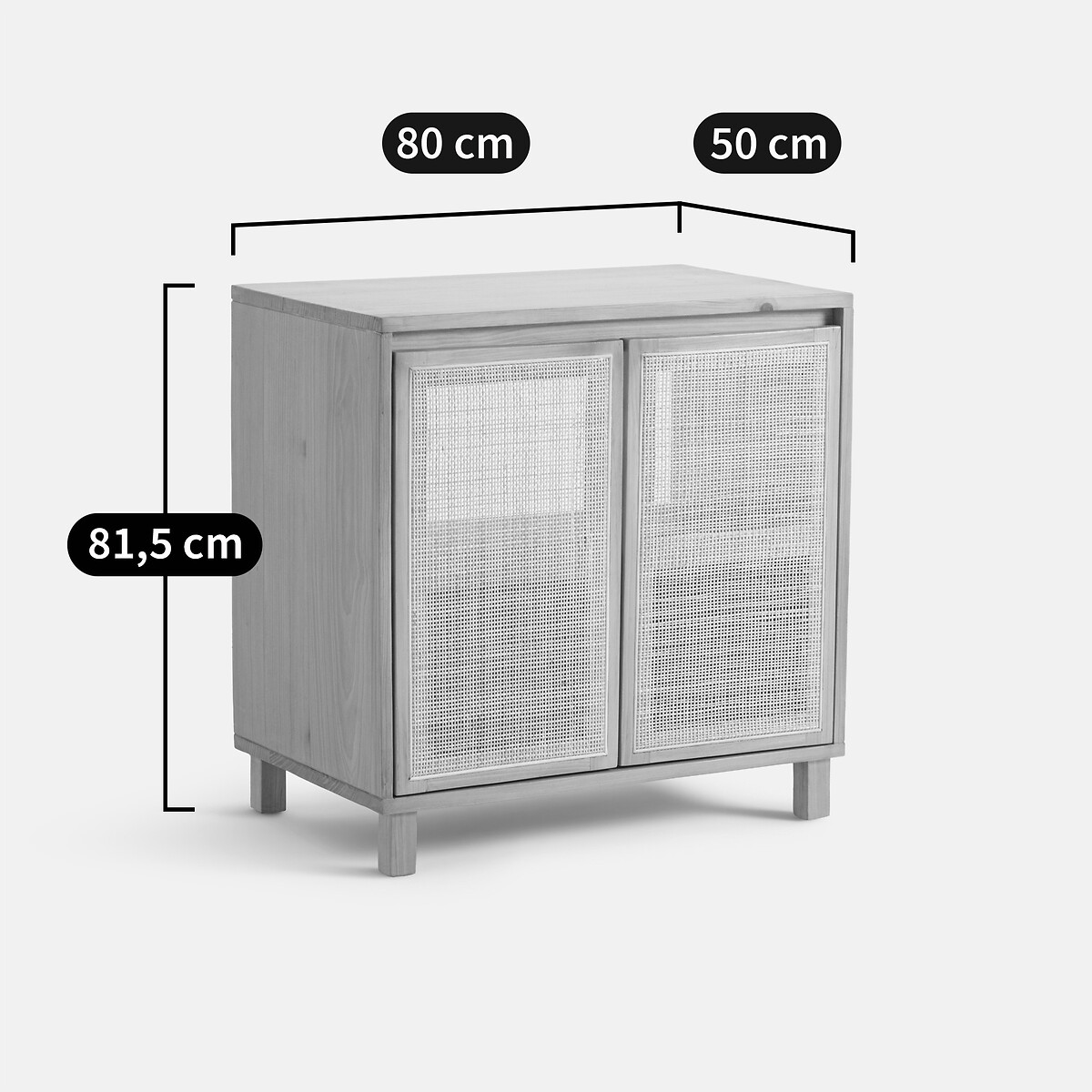 SO'HOME<br>Armário para lavatório em pinho e rattan l 80 cm, Jaca