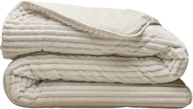 Zelesta - Groovebed - Geribbeld Teddy Dekbedovertrek - Cream - 240x200