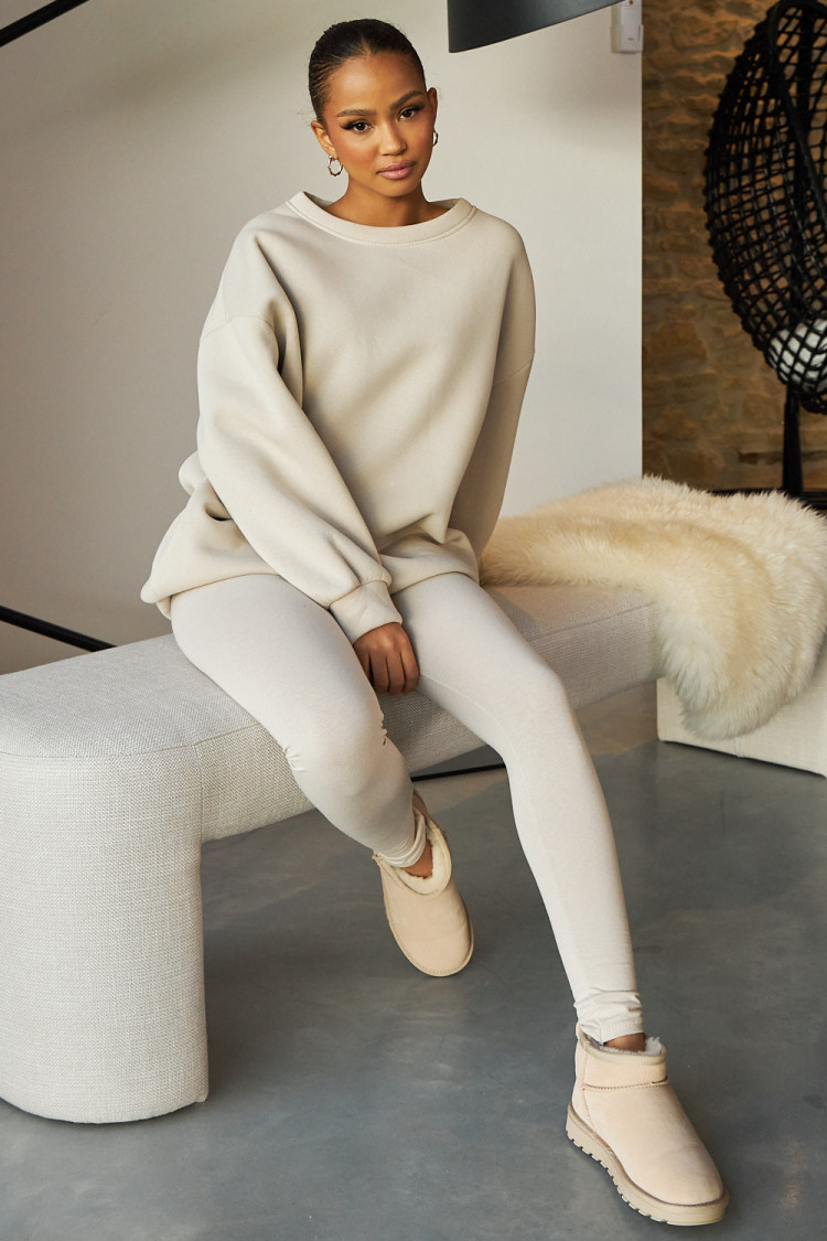Ensemble 2 pièces sweat + legging beige