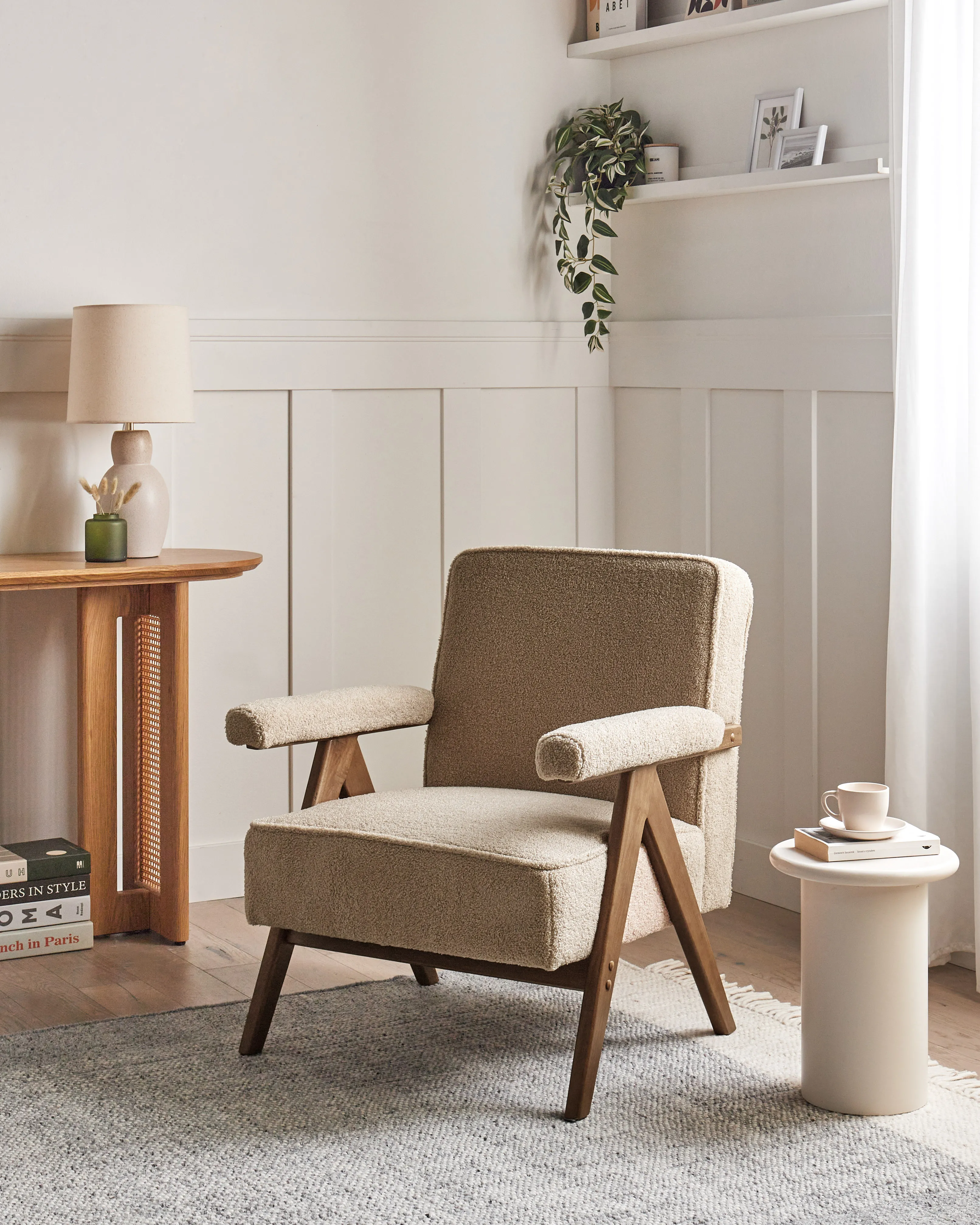 Fauteuil EVJE Bouclé Zandbeige