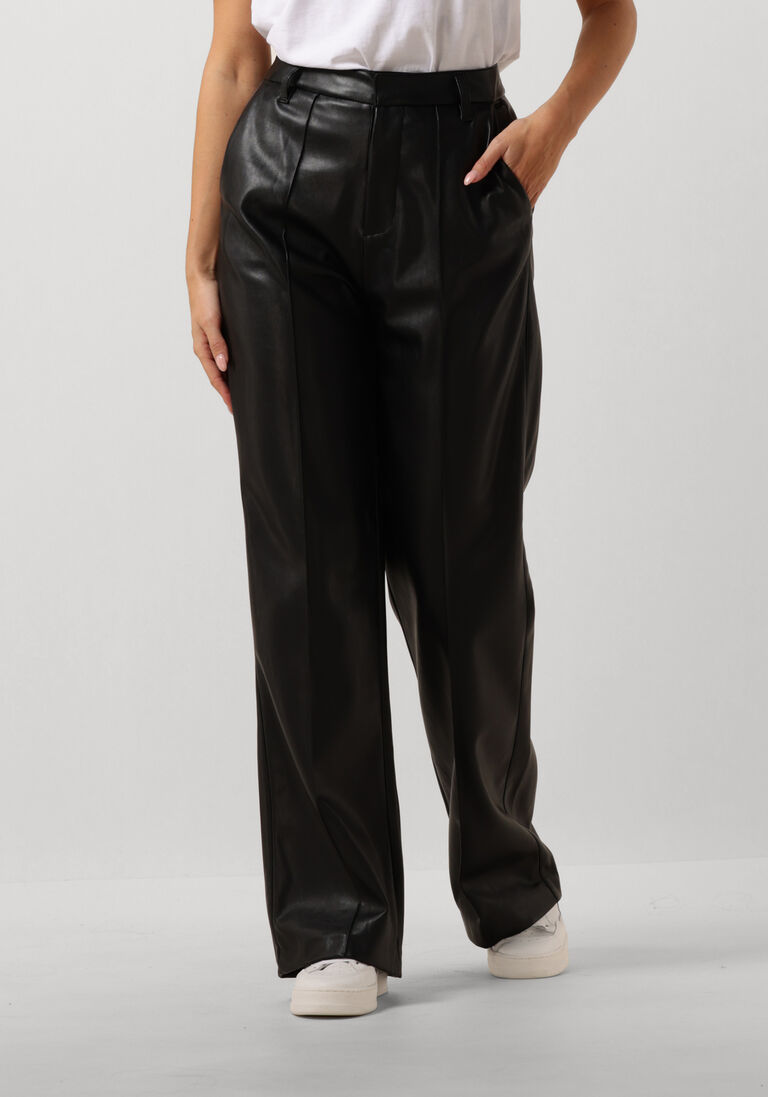 COLOURFUL REBEL zwarte colourful rebel wijde broek rus vegan leather pants
