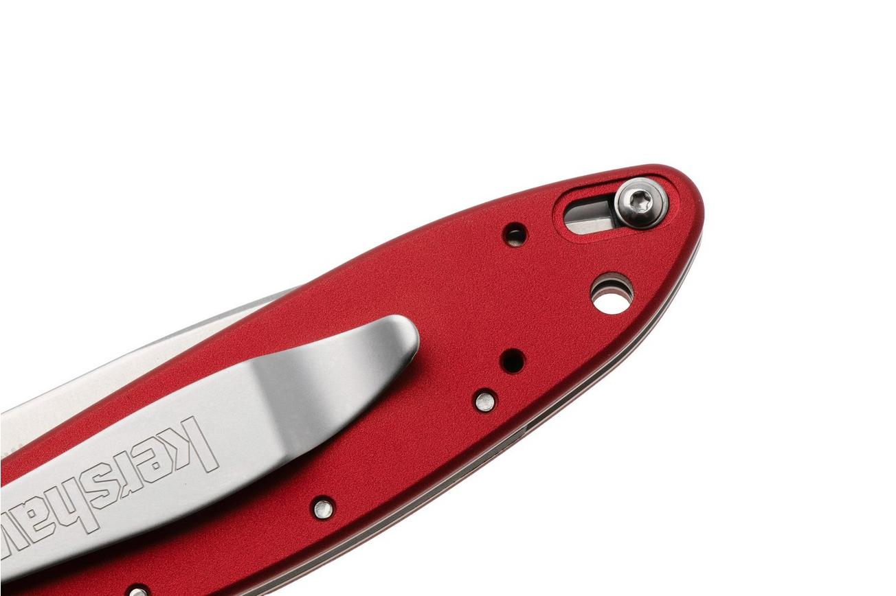 Kershaw Leek 1660RDSW, Stonewashed 14C28N, Red Aluminum zakmes, Ken Onion design