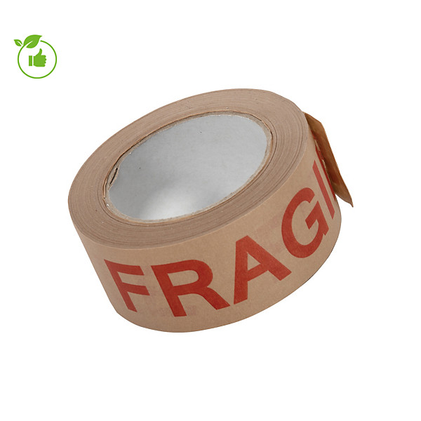 Ruban adhésif en papier kraft 80g/m2 fragile 50 mm x 50 m, lot de 6 rubans