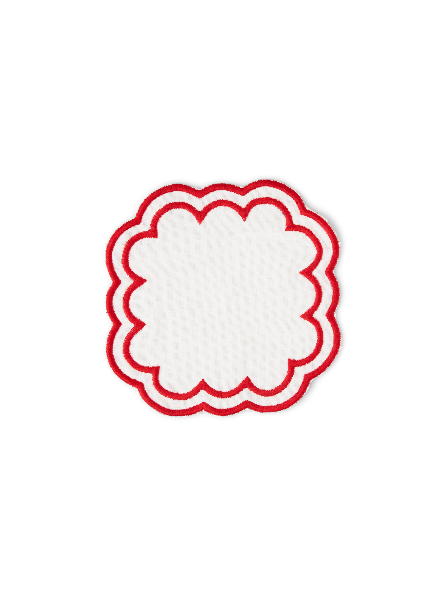 Bordskåner af stof | Bomuld. 16 x 16 cm. | Off White, Red