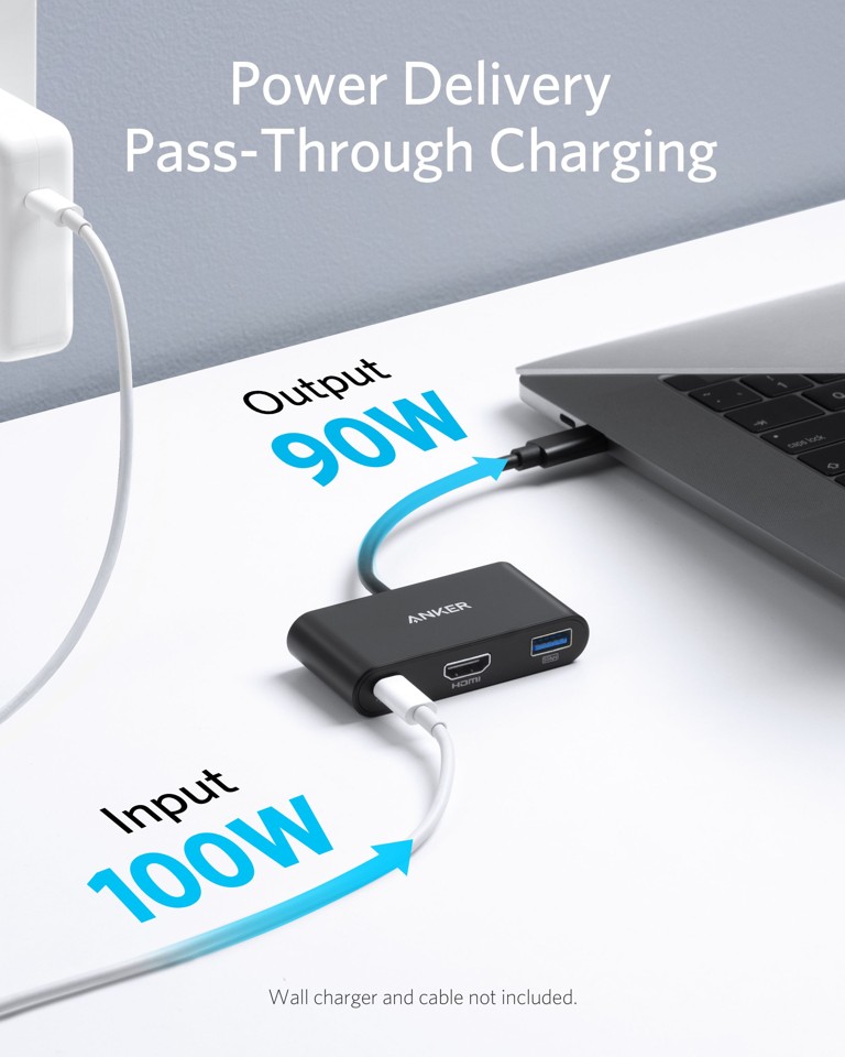 Anker - PowerExpand 3-i-1 USB-C PD Hub - Grå