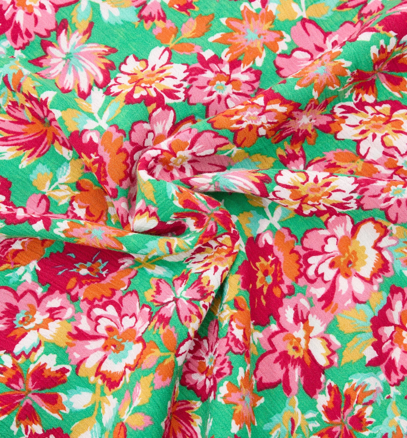 Coupon de 2 m viscose crinkle - Imprimé vert