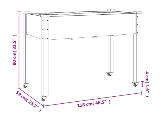 Jardinière bac lit surélevé bois marron 118 x 59 x 80 cm 02_0038729