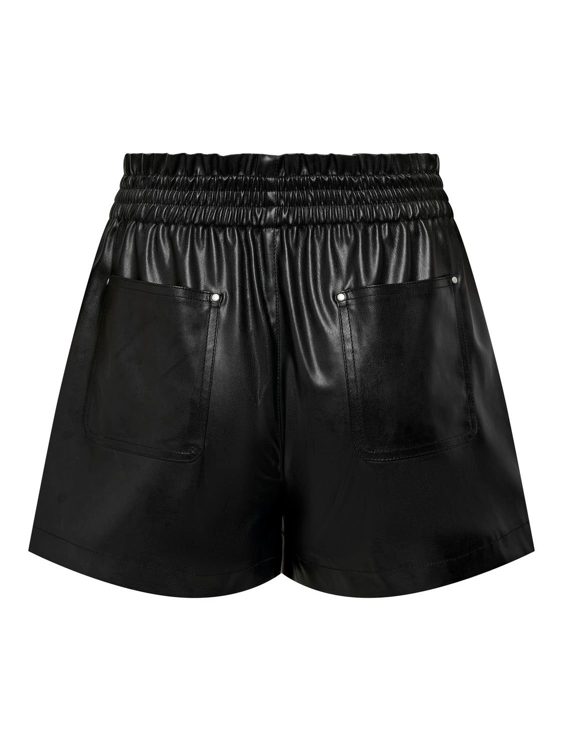 ONLLINA Komfort Fit Kunstledershorts Black