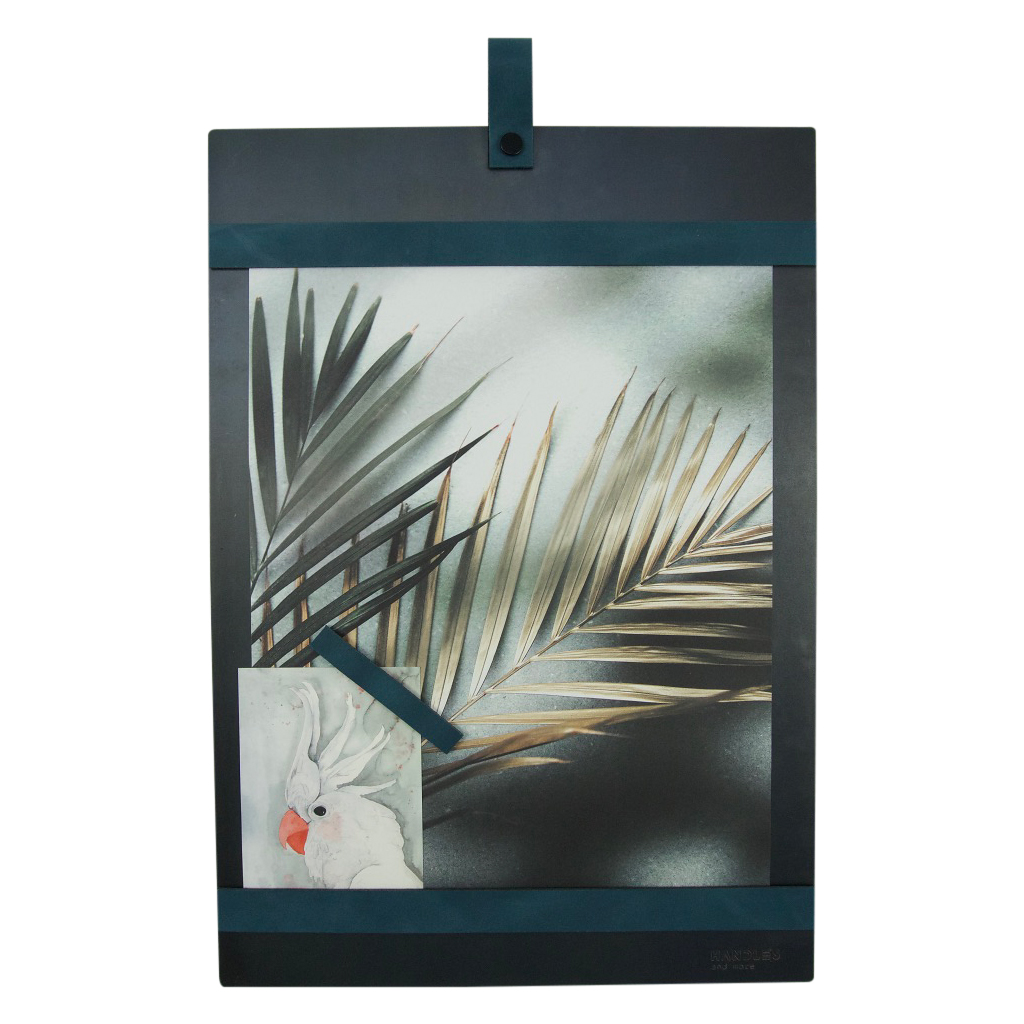 Magneetbord met magneetstrips Leer: Petrol (inclusief 6 leren magneetstrips)