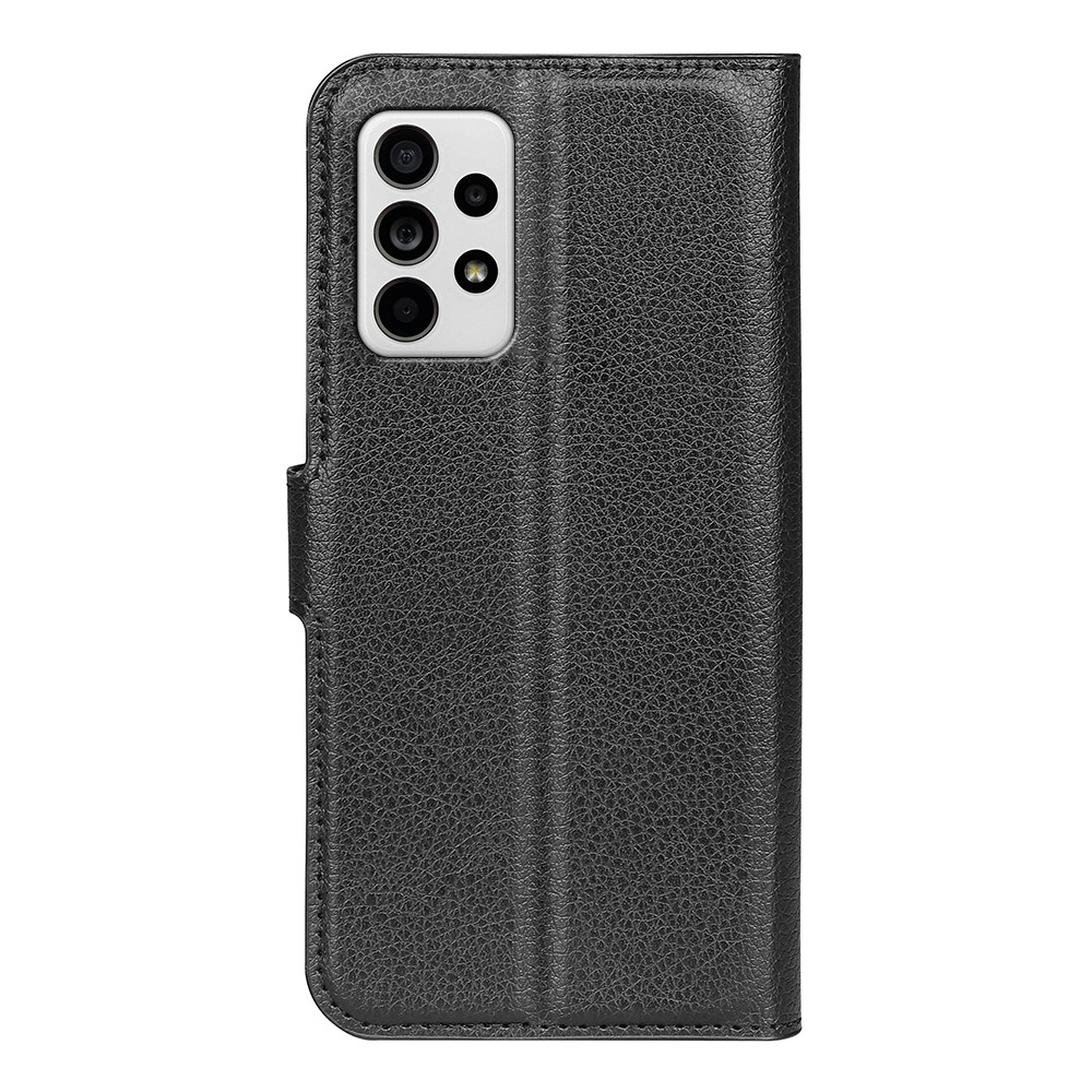 Samsung Galaxy A33 5G Leder Tasche Flip Cover Litchi Look - Schwarz