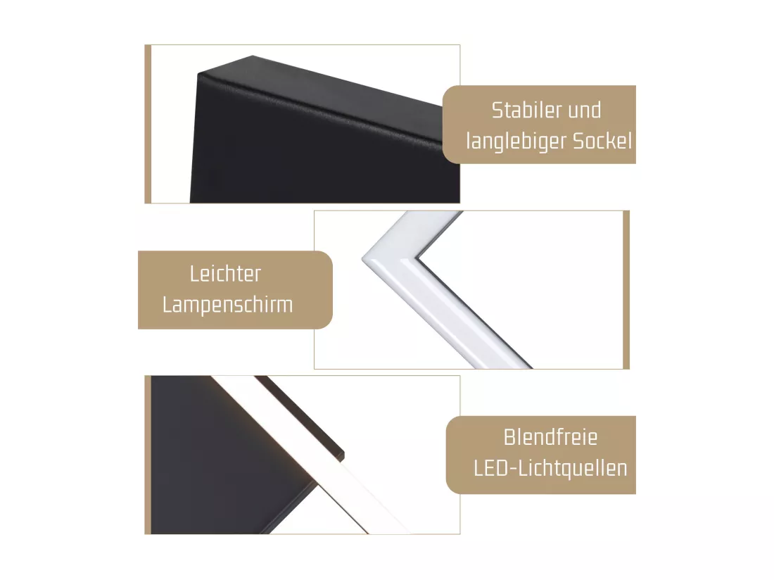 NETTLIFE Plafonnier LED plafonnier chambre 24W lampe de salon blanc chaud moderne noir carré