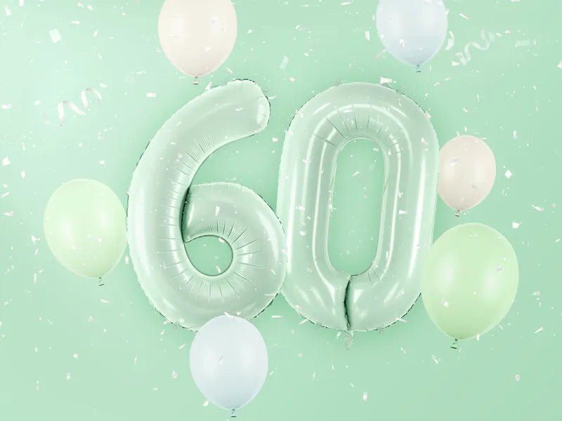 6 Jaar Cijfer Ballon Mintgroen Leeg 72cm