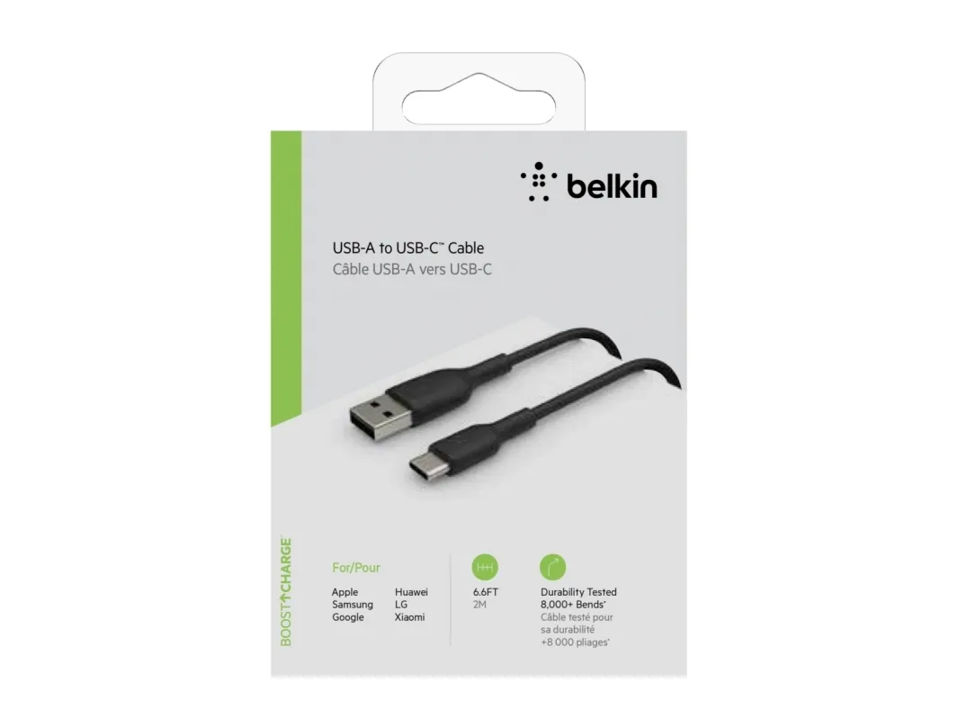 Belkin BoostCharge - USB-kabel - 24 pin USB-C (han) til USB (han) - 2 m - sort