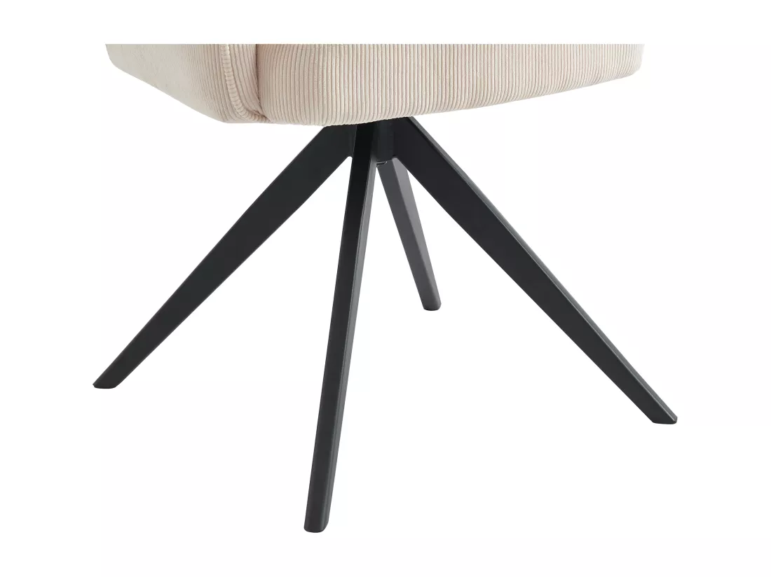 Lot de 2 chaises pivotantes avec accoudoirs en velours côtelé et métal noir - Crème - KONYA