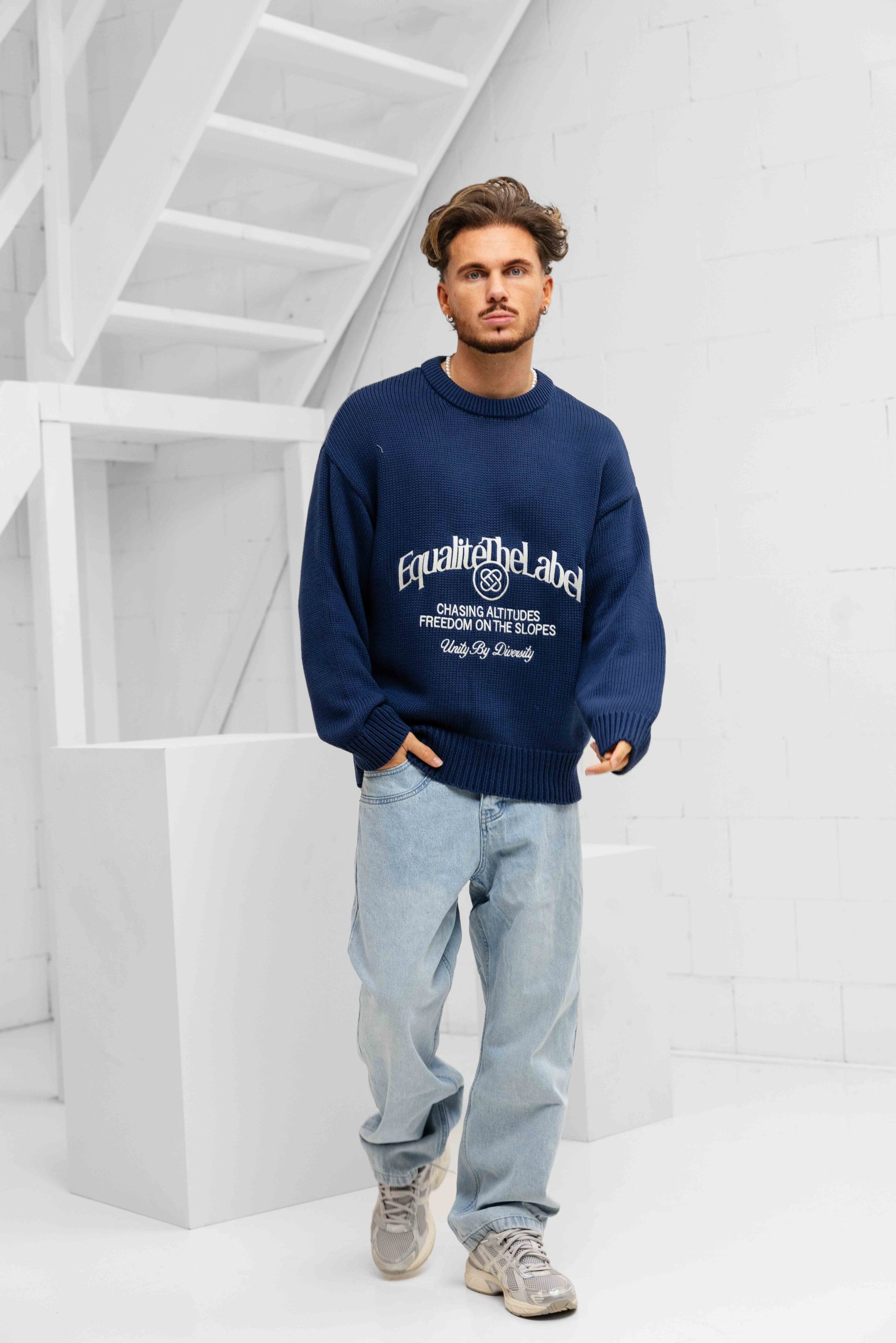 Equalité Jules Knit Sweater Heren Donkerblauw