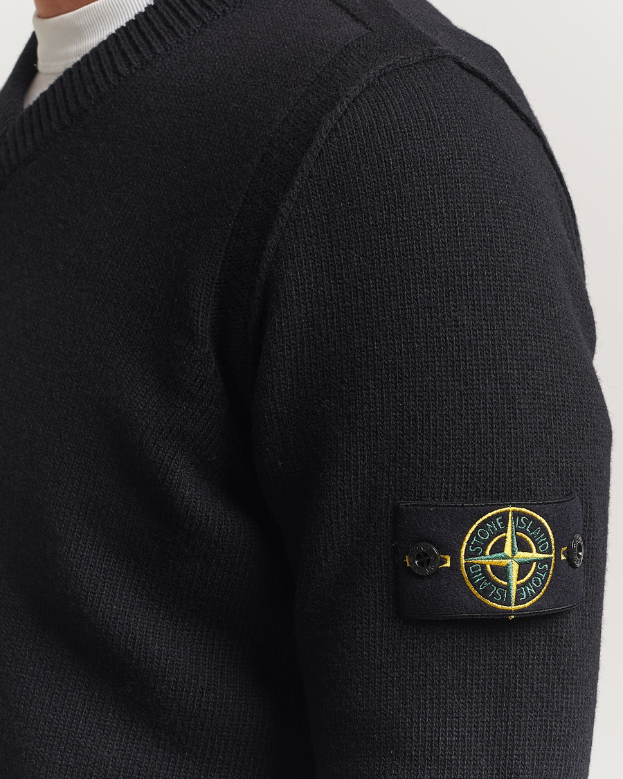 Stone Island Knitted Lambswool V-Neck Black
