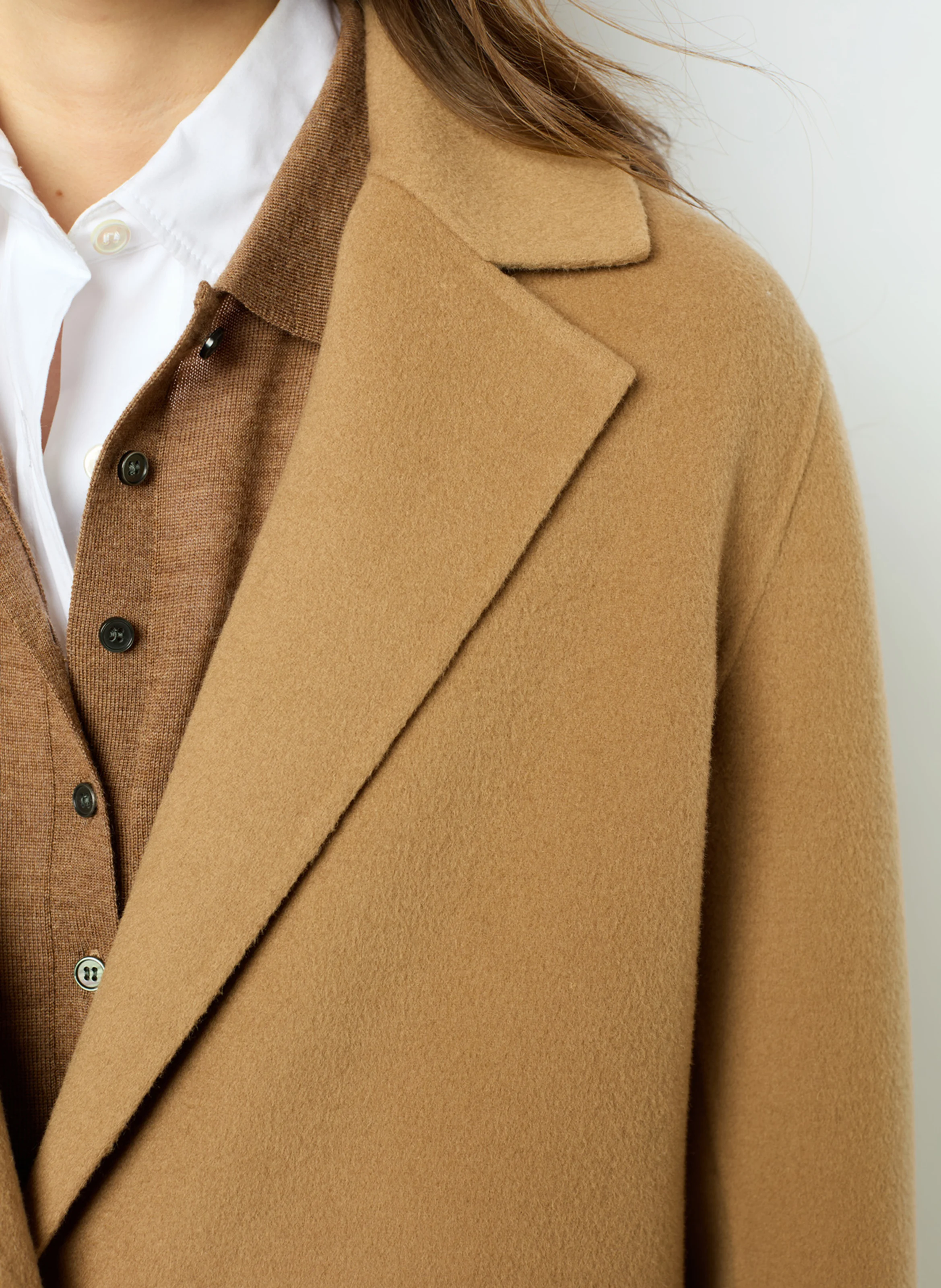 LANAIA - Manteau col tailleur en laine | Marron
