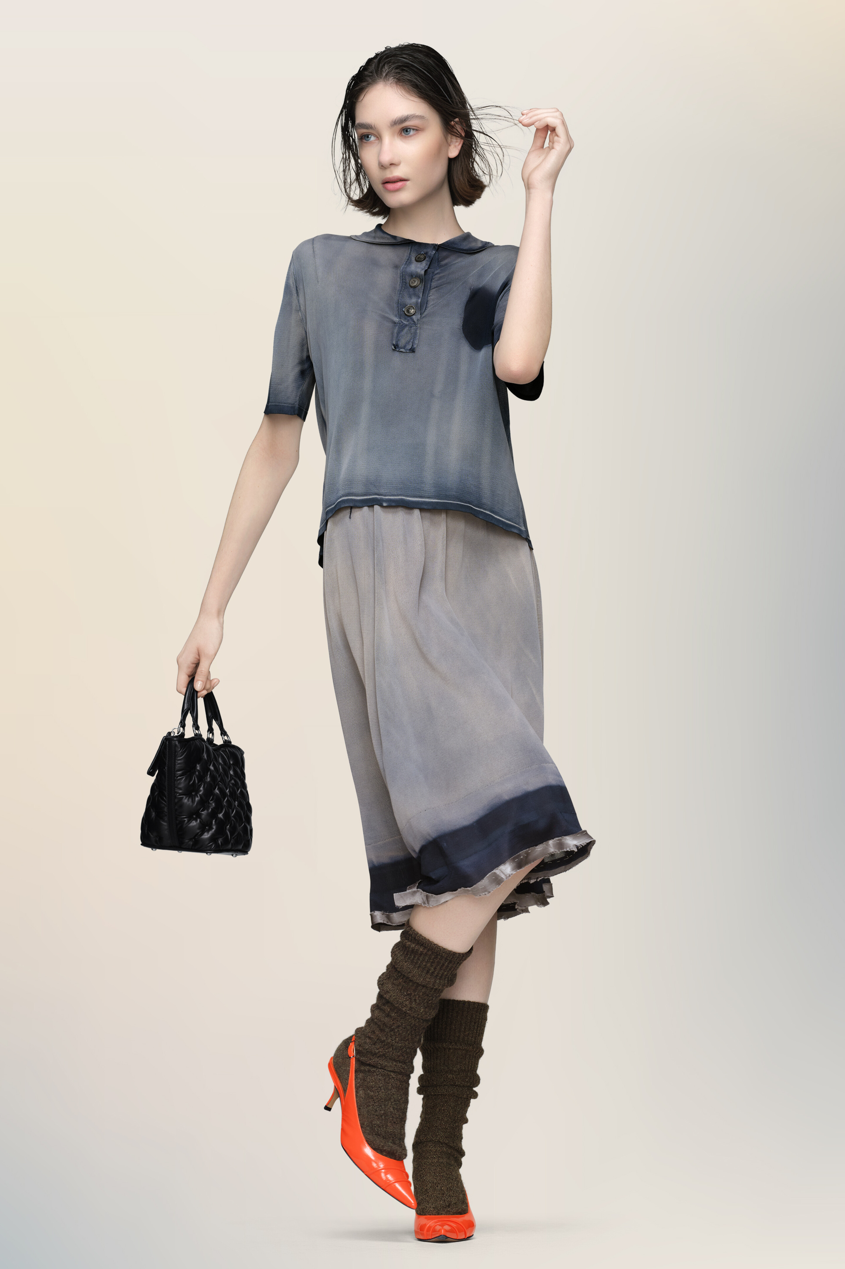 Polo sun-faded bleu en viscose pour femme