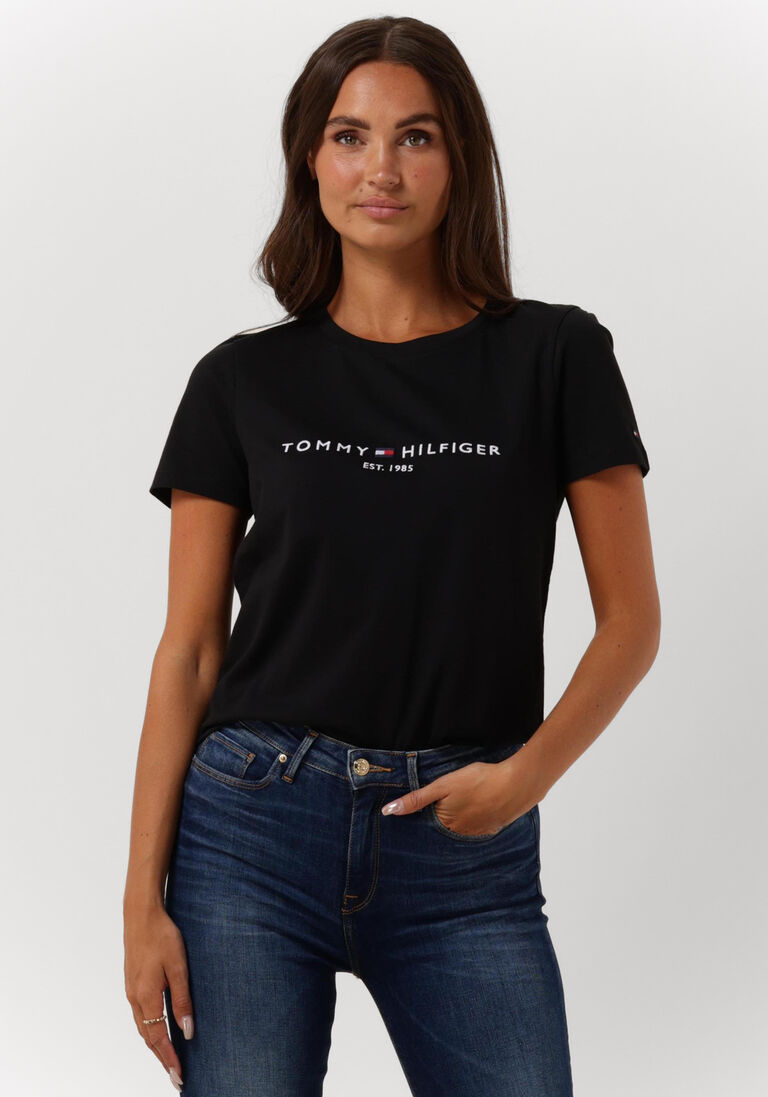 TOMMY HILFIGER zwarte tommy hilfiger t-shirt heritage hilfiger c-nk reg tee