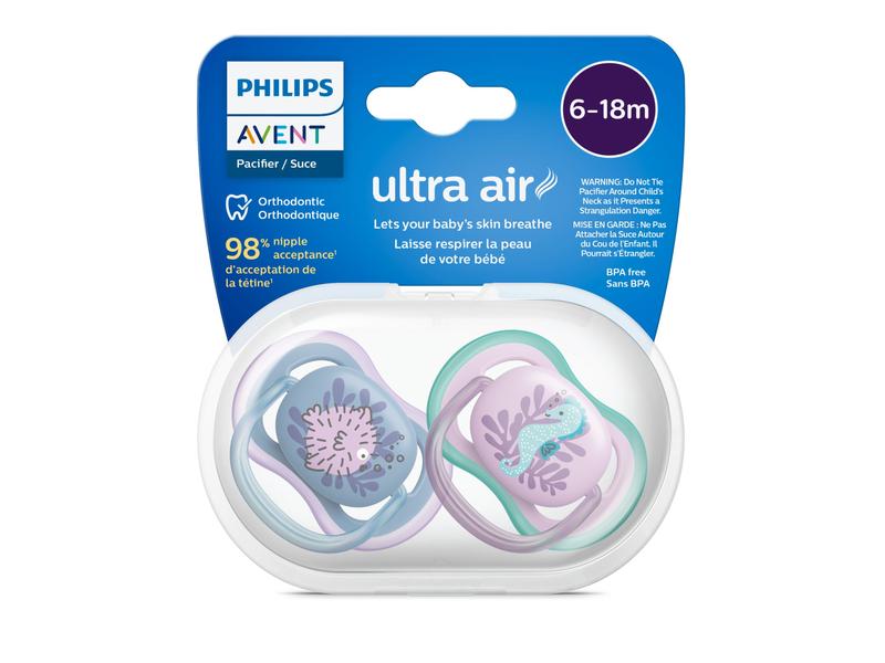 PHILIPS AVENT Nuggi ultra air 6-18 Mt. Fisch/Seepferd Sauger aus 100% lebensmitteltauglichem Silikon