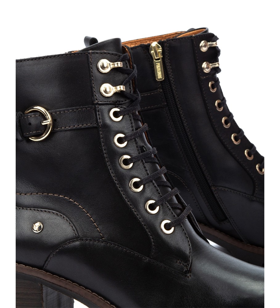 Botas de cano curto Pikolinos Llanes em couro preto - Altura do salto: 6 cm -