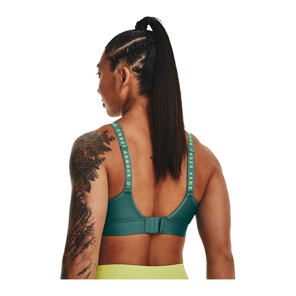 Under Armour UA INFINITY MID COVERED - Brassière Femme coastal teal/coastal teal/lime surge