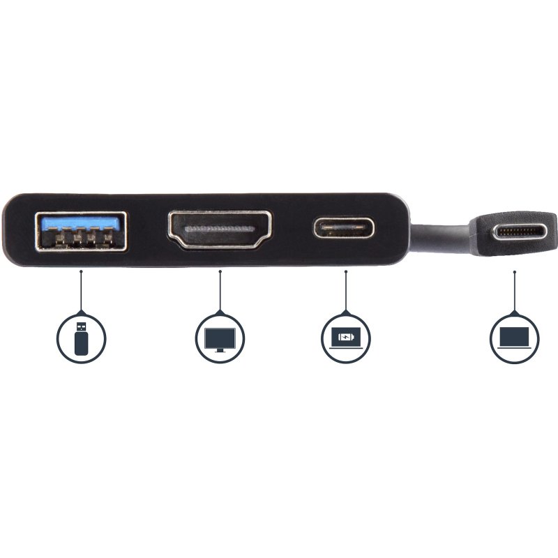 StarTech.com Adaptateur multifonction USB-C vers HDMI 4K avec USB Power Delivery et port USB-A