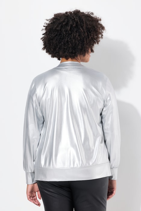 Blouson, Silber-Metallic, Zipper