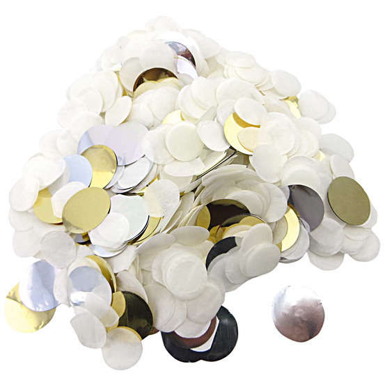 Confettis mixe blanc or argent 20g