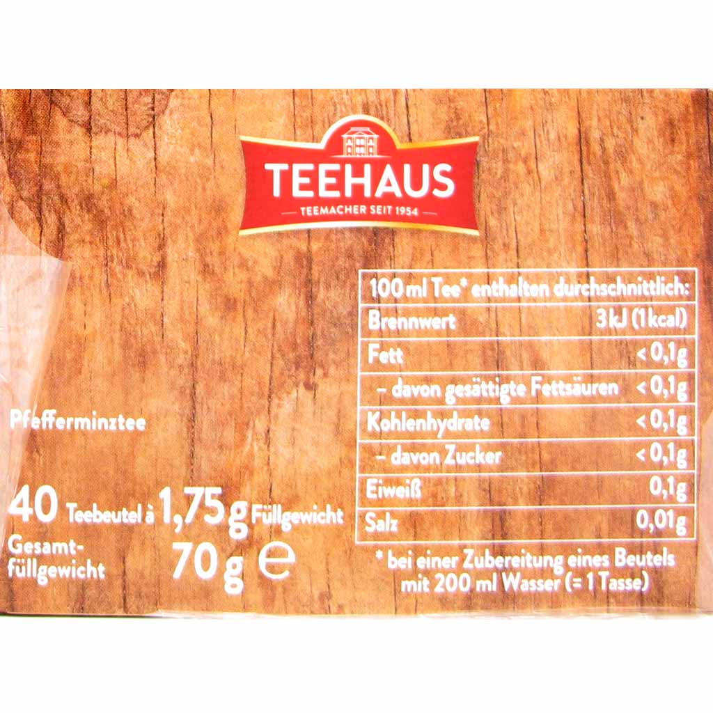 Teehaus Tee Pfefferminze 40x1,75g=70g MHD:30.8.26
