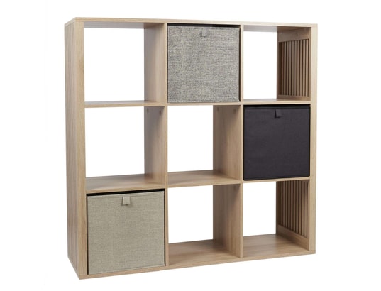 THE HOME DECO FACTORY - Etagère de rangement 9 cases saulk en bois - marron
